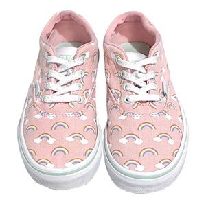 Vans Doheny Rainbows Skate Shoes VNOA45JW9DS Powder Pink White Little Girl’s 13